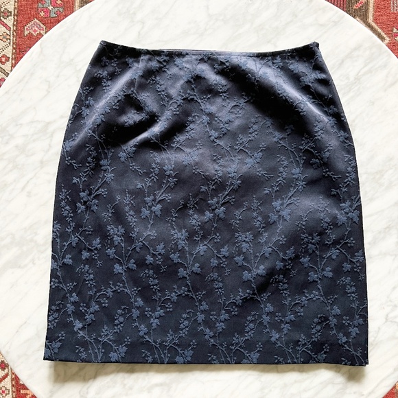 Philippe Adec NWT Brocade Cherry Blossom Y2K Style Skirt in Navy Blue Size 4 - Picture 2 of 8